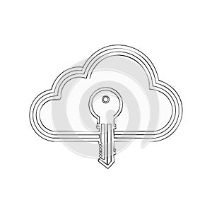 Key unlocking a stylized cloud for digital security access