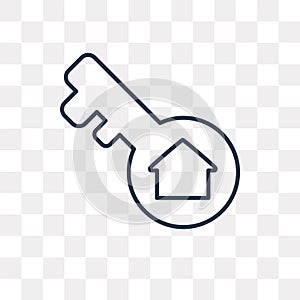 Key vector icon isolated on transparent background, linear Key t