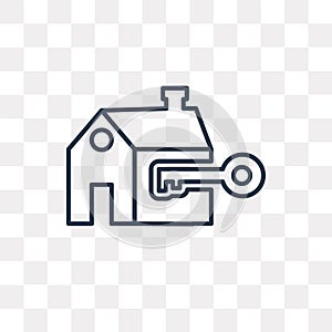 Key vector icon isolated on transparent background, linear Key t