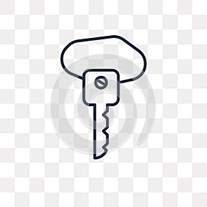 Key vector icon isolated on transparent background, linear Key t