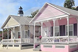 Key West Cottages and lighthouse, Florida