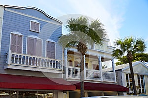 Key west downtown street houses in Florida photo