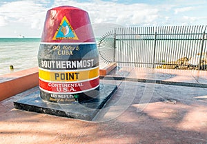 KEY WEST, FL - FEBRUARY 21, 2016: Southernmost point post along