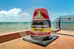 The Key West, Florida Buoy sign marking the southernmost poin