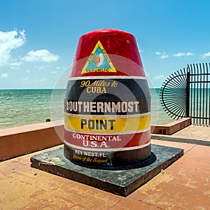 The Key West, Florida Buoy sign marking the southernmost point