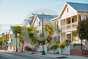 Key West Florida. Traditional American House. Summer vacations in Florida. Historical Downtown.