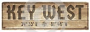 Key West Florida Wood Sign Latitude Longitude