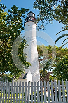 Key West Lighthouse, white fence, view, Keys, Cayo Hueso, Monroe County, island, Florida photo