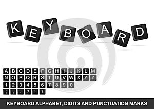 Keyboard alphabet, digits and punctuation marks photo