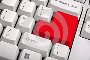 Keyboard with a big red button