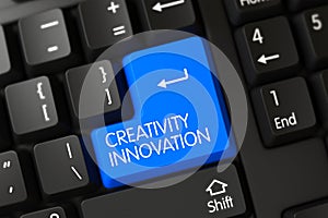 Keyboard with Blue Button - Creativity Innovation. 3d.