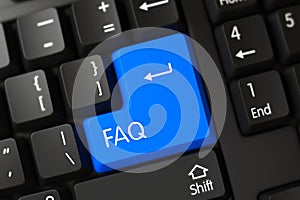 Keyboard with Blue Button - Faq. 3D.