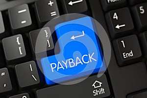 Keyboard with Blue Key - Payback. 3D.