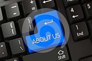 Keyboard with Blue Keypad - About Us. 3D.