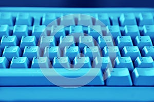 keyboard in blue light, close-up