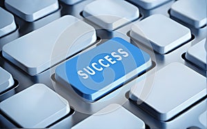 Keyboard button that says success Touch the blue button