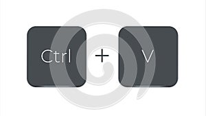 Keyboard Button, shortcut Ctrl V on white color and transparent background