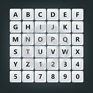 Keyboard buttons alphabet