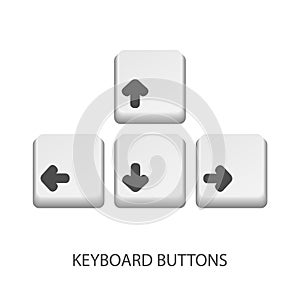 Keyboard Buttons Up Left Down Right - Vector Illustrations Isolated On White Background