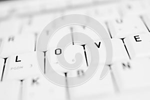 Keyboard buttons with the word LOVE