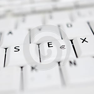 Keyboard buttons with the word SEX