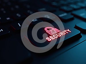 Keyboard Close-Up with Red Key Highlighting Data Security and Digital Privacy photo