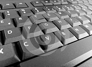 Keyboard closeup black big letters qwertz