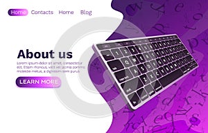 Keyboard computer web banner, concept tech technology input. Vector