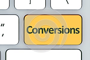 Keyboard with conversions button. Computer white keyboard with c
