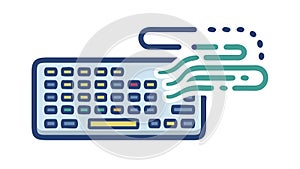 Keyboard with Digital Data Flow & Connectivity, Technology Vector, vector design Generative AI