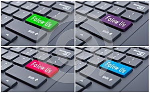 Keyboard with follow us button