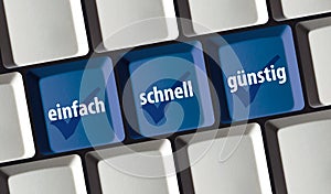 Keyboard with german words einfach schnell sicher, online banking and shopping