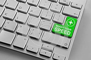 Keyboard with green boost your speed button