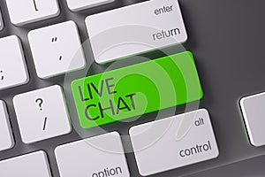 Keyboard with Green Button - Live Chat. 3D.