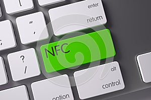 Keyboard with Green Button - NFC. 3D.