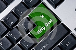 Keyboard with green key Help Desk