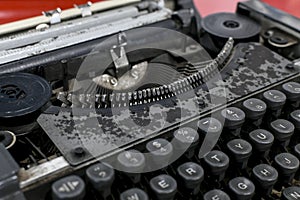 Keyboard and hammers of an old typewriter