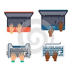 Keyboard hands vector