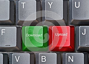 Keyboard with hot keys for upload and download