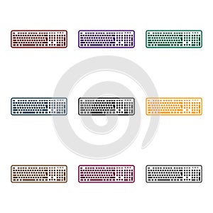 Keyboard icon in black style isolated on white background. Personal computer symbol stock vector illustration.