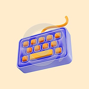 Keyboard icon 3d render concept for typing and working computer pc