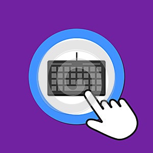 Keyboard icon. Manual input concept. Hand Mouse Cursor Clicks the Button