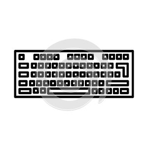 Keyboard icon. Technology concept. Logo element. Digital device. Modern design. Vector illustration. Stock image.