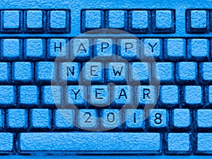 Keyboard with inscription happy new year 2018