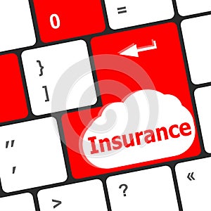 Keyboard with insurance button. Computer laptop keyboard