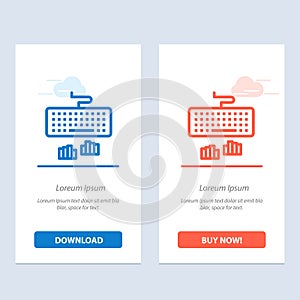 Keyboard, Interface, Type, Typing  Blue and Red Download and Buy Now web Widget Card Template