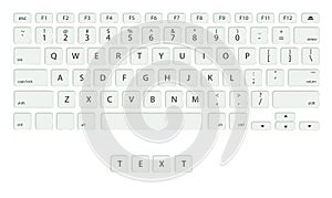 Keyboard with isolated text buttons on white