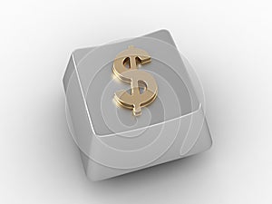 Keyboard key with gold dollar sign.