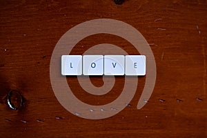 Keyboard keys spelling out the word `love`