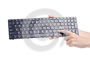 Keyboard for laptop in hand